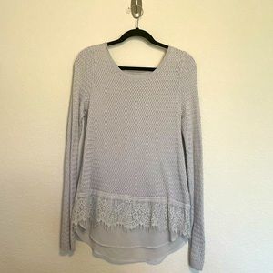 Lucky Brand | Gray long sleeve sweater | Lace | Size L
